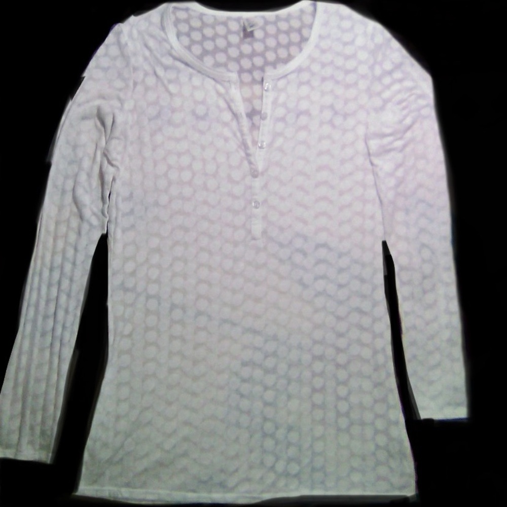 Vintage Y2K White sheer polka dot Tee Shop Victoria Secret top L